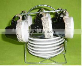 Glazed ceramic coffee mug sets with stand