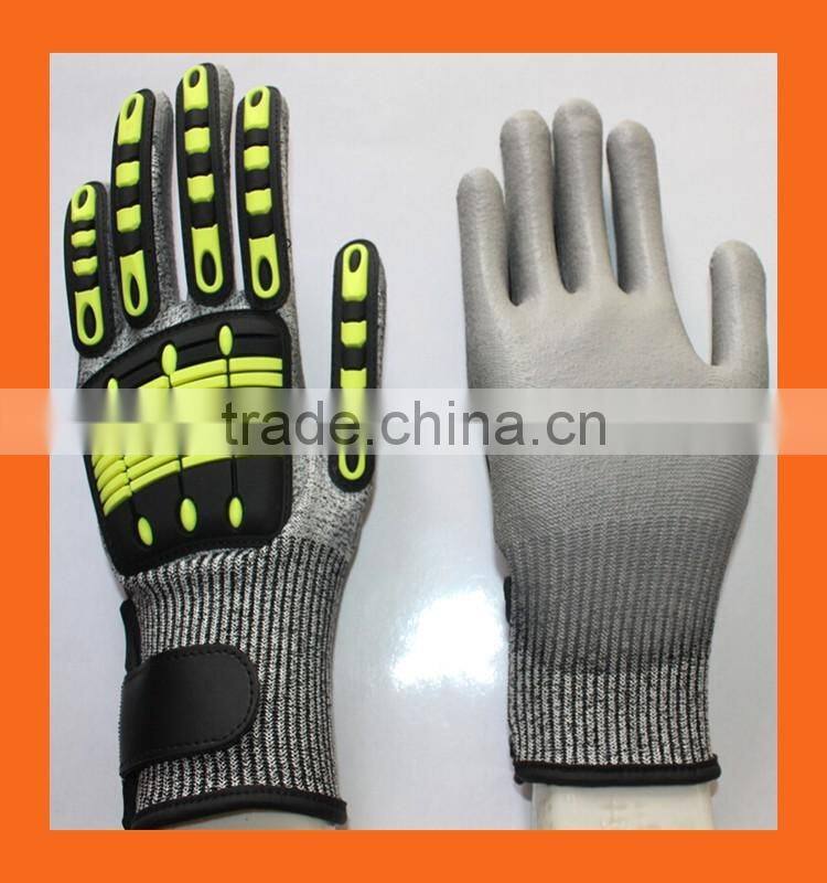 EN 388 4543 Hi VIZ Green UHMWPE Liner PU Coating Cut Resistant Gloves,Cool Breathable Garden Gloves