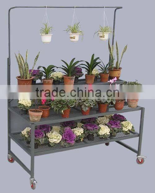 Tri-Step Display Bench with Purlin, Garden Display Racks , Flower Pot Display Racks
