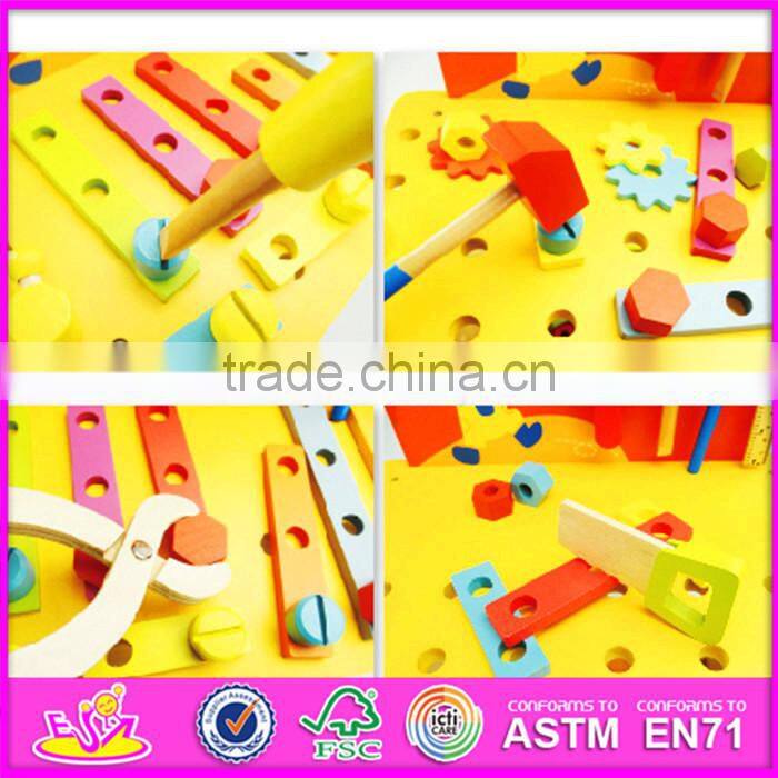 2016 new design cartoon children wooden diy workbench W03D077