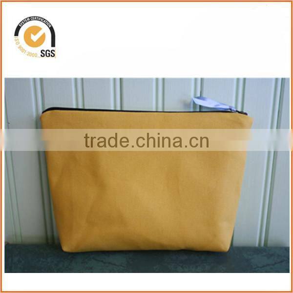 Vintage Camera Applique Zipper Pouch/Makeup Bag: Yellow Canvas with Colorful Stripe Fabric By Chiqun Dongguan CQ-H01095