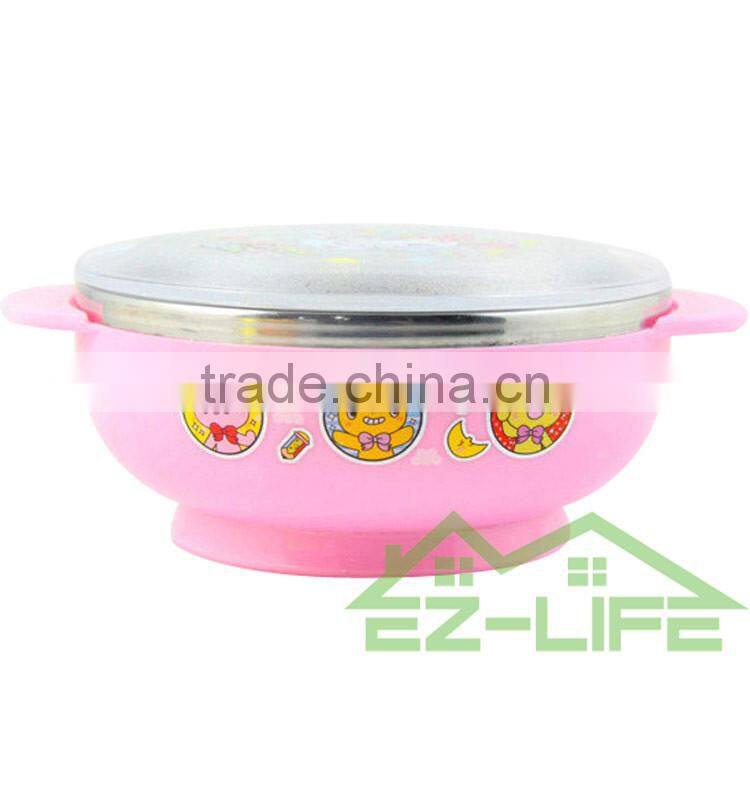 Stainless steel food feeding bowls with spoon and plastic chopsticks kids tableware set
