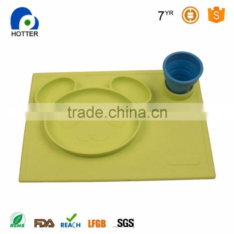 Kids silicone square shaped snack trays hot selling silicone baby plates