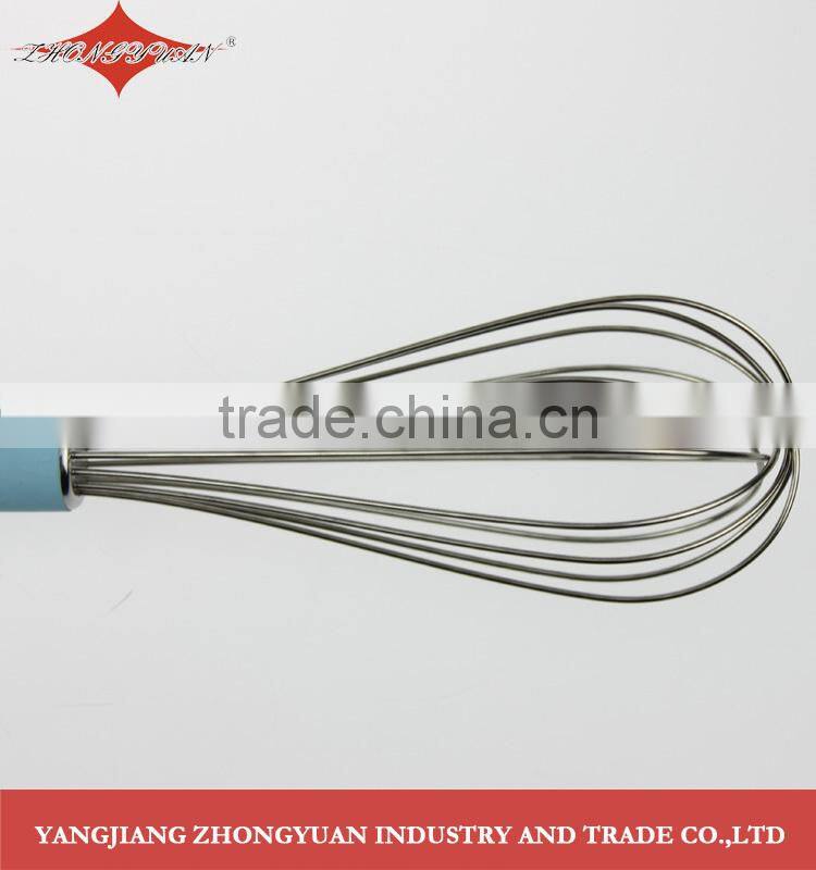 Hot selling 10" Stainless steel wires egg whisk with stainless steel handle
