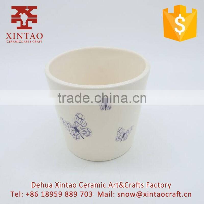 Wholesale Home White Stoneware Canister with Butterfly Detail