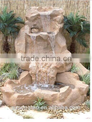 2016 New four steps outdoor natural stone artificial rock waterfall ,