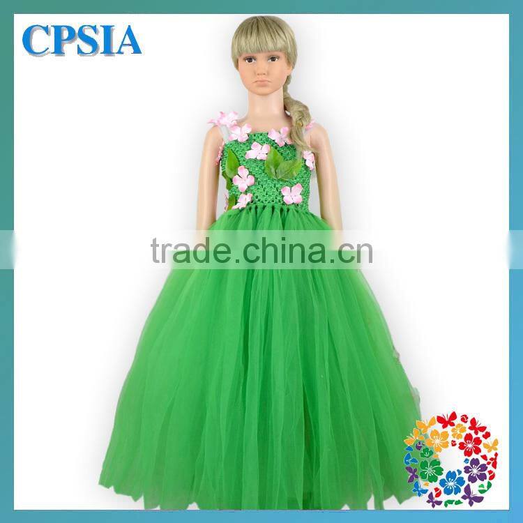 2015 High quality dresses Sleeveless green one piece girls party dresses girls long dresses