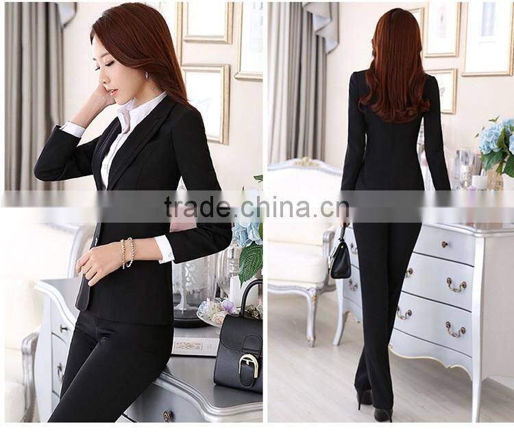 2016 ladies two pieces long sleeve blazer and skirt set women office business suit