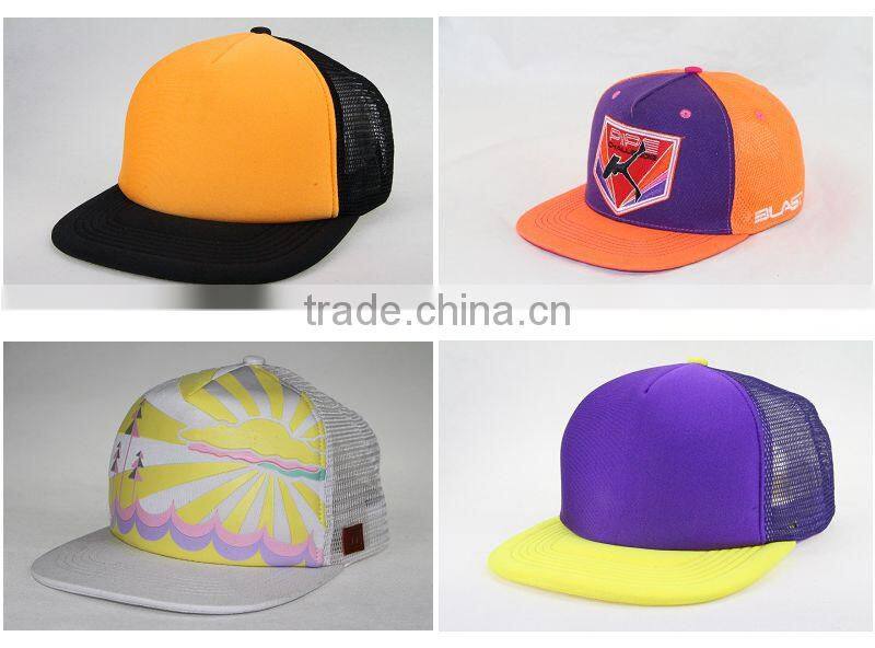 Flat brim blue custom mesh snapback hat