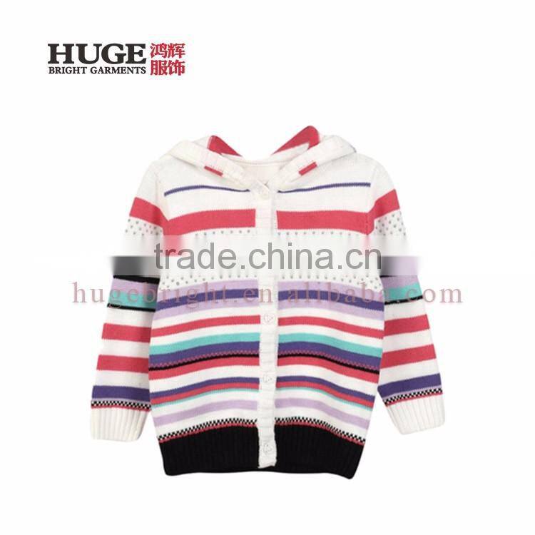 Long Sleeve 100% Cotton Hooded Sweater Designs For Baby Girls
