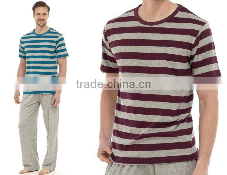 Summer 100%cotton stripe Jersey sleepwear for men
