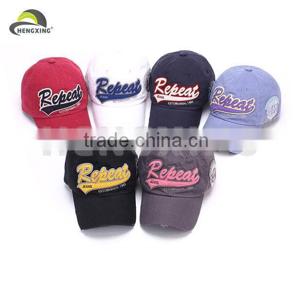 100% Cotton Applique Baseball Cap With Flat Embroidery