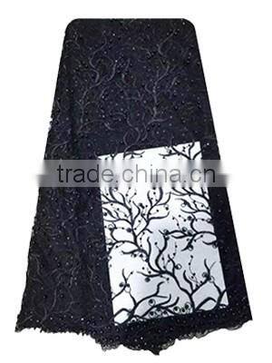 Ashy Grey 100% Polyester Beaded Frence Lace Fabric With Sequins FL1129-5