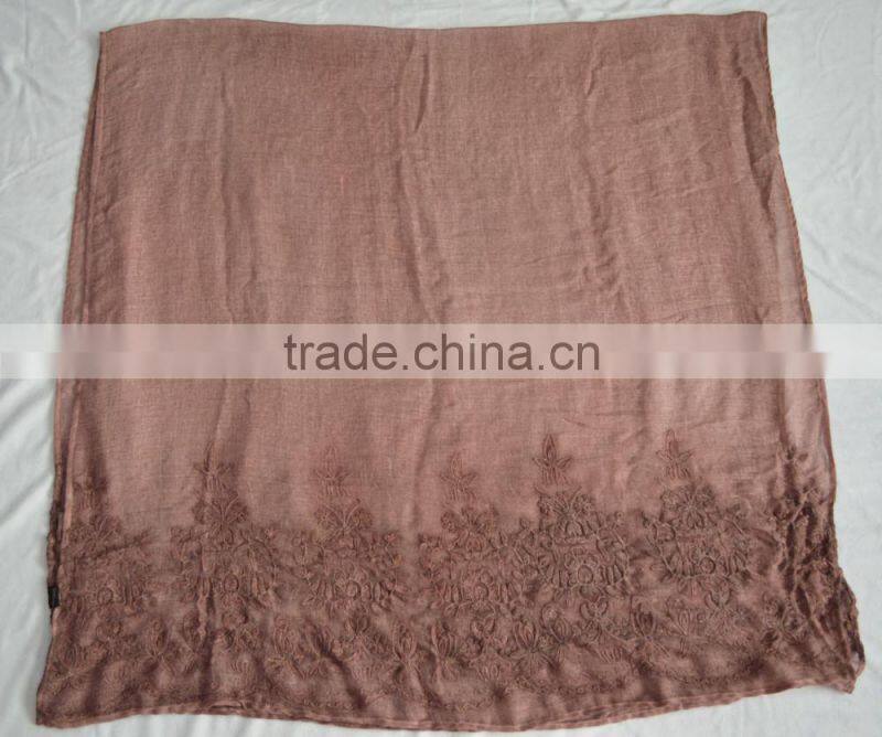 Fashion lady stitching floral popular pashmina shawl plain viscose scarf