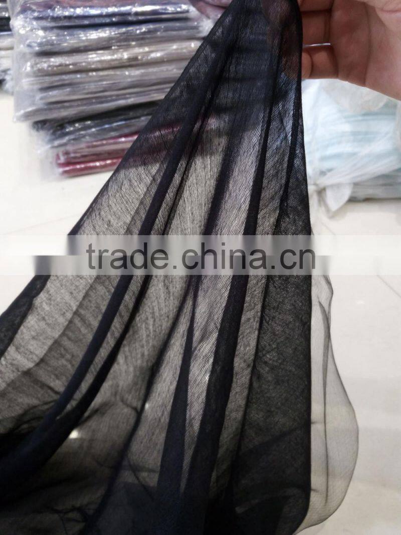 2017 Fashion new arrival lady jacquard plain solid color 2layers silk mixed viscose scarf shawl