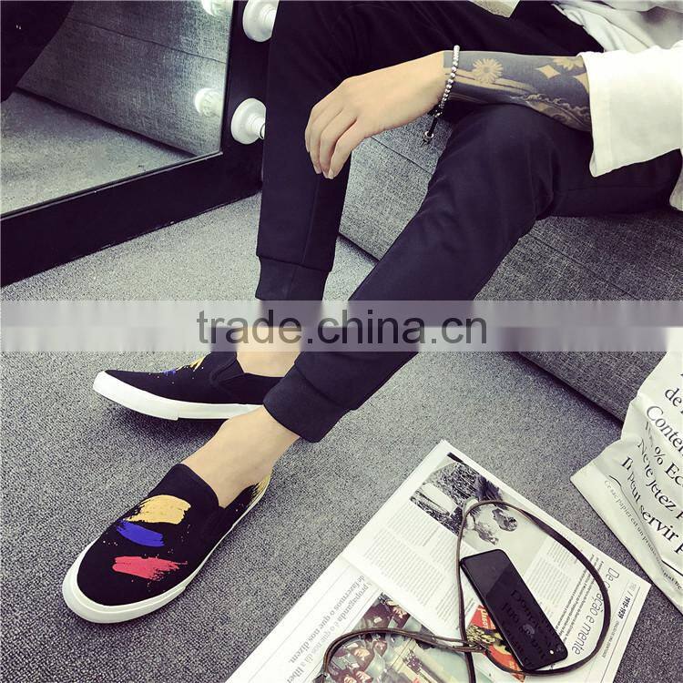 Slip-on comfortable men colorful painting canvas shoes