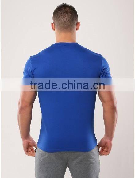 High Quality Performance Mens Sports Training T-Shirt Navy Blue 100% Cotton Tapered Fitness T Shirt Muscle Gym Fitted T-Shirt