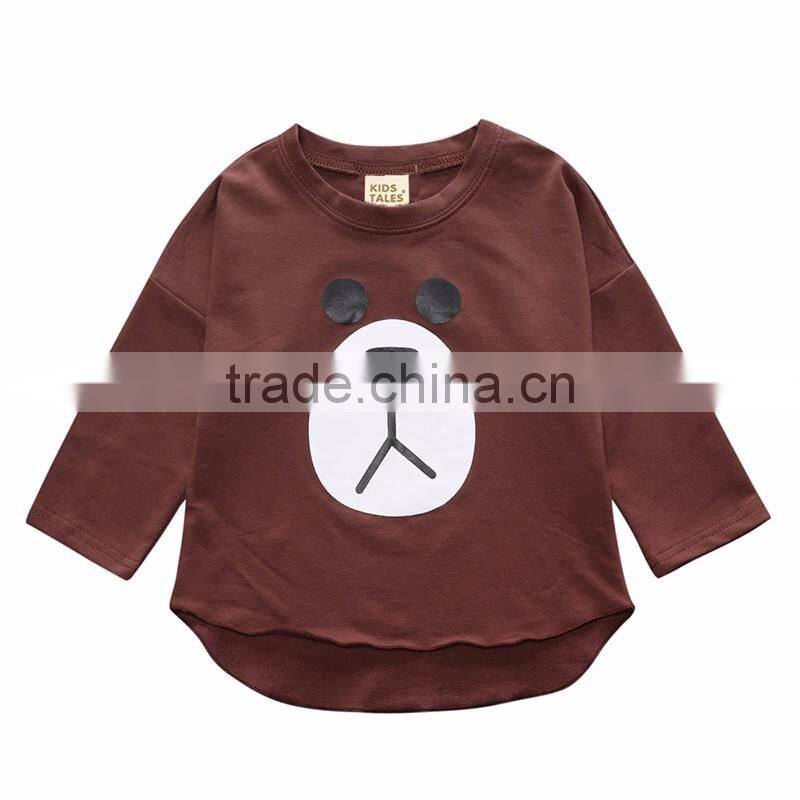 Wholesale Children's Clothing with Long Sleeves Colorful Cartoon Patten Children Design Cotton T-shirts