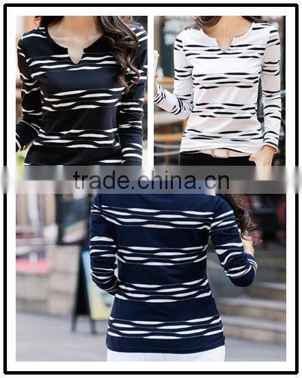 wholesales comfortable 100% cotton t-shirt long sleeve for ladies