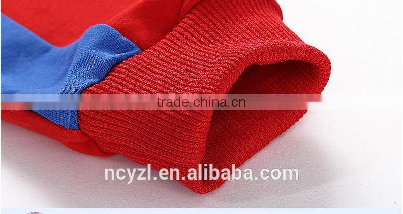 100% cotton print superman children clothes and boys winter hoodies sets