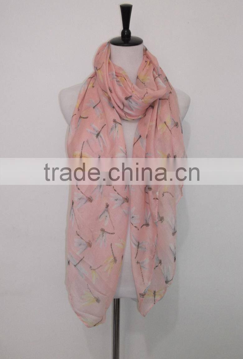 Dragonfly print mint green fashion Voile scarf