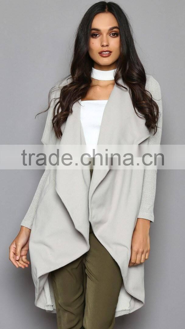 High quality latest deisgn knitted fabric fashion mature women coat