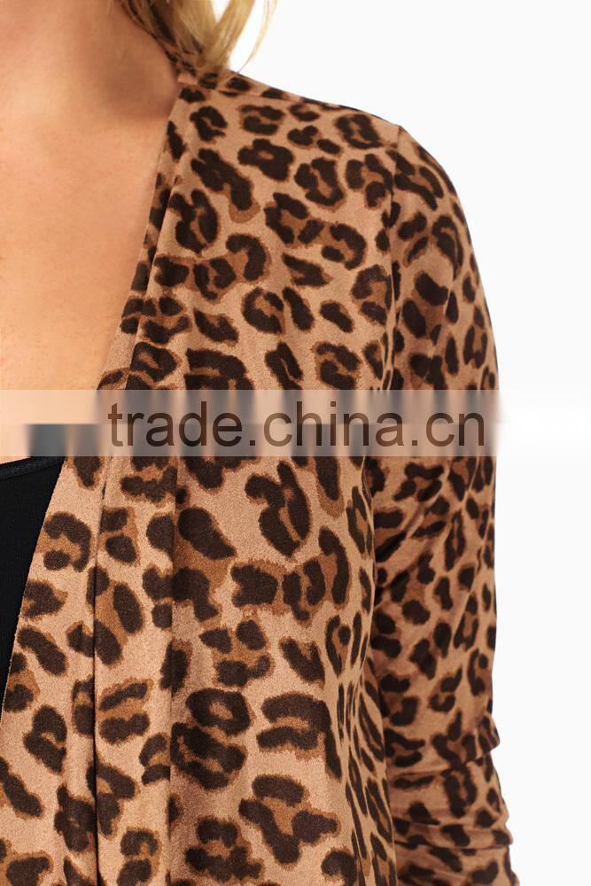 MOCHA BLACK ANIMAL PRINT SUEDE MATERNITY CARDIGAN WHOLESALE MATERNITY CLOTHES CHINA