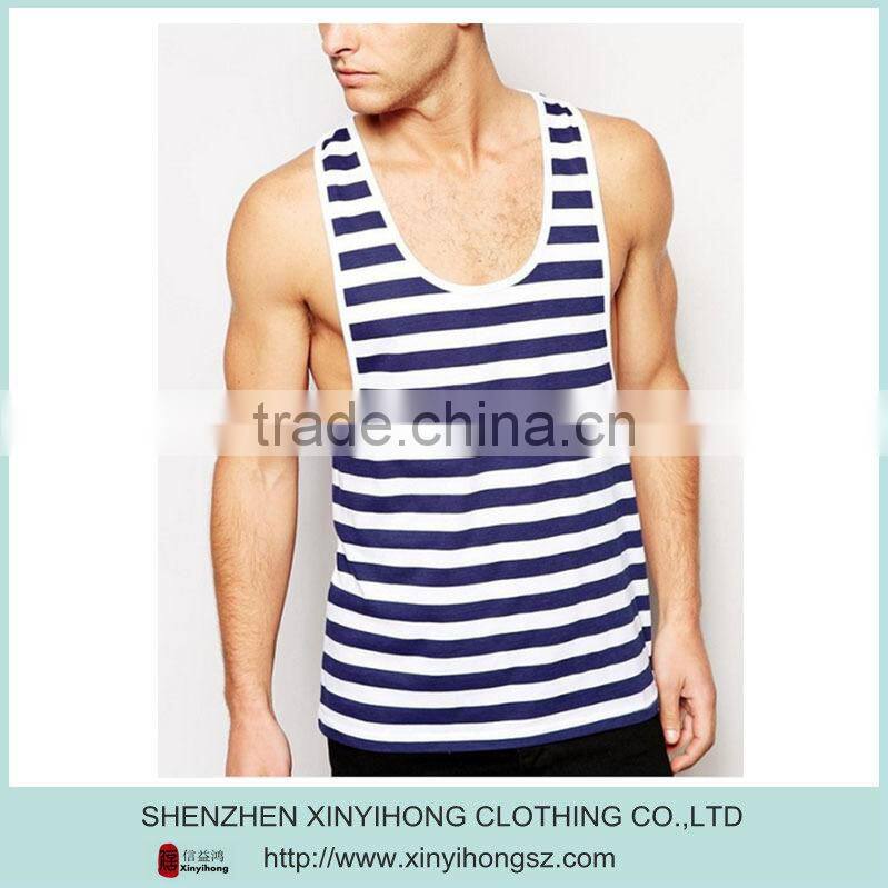 custom boys beach wear,high quality sports singlet,navy striped tank tops