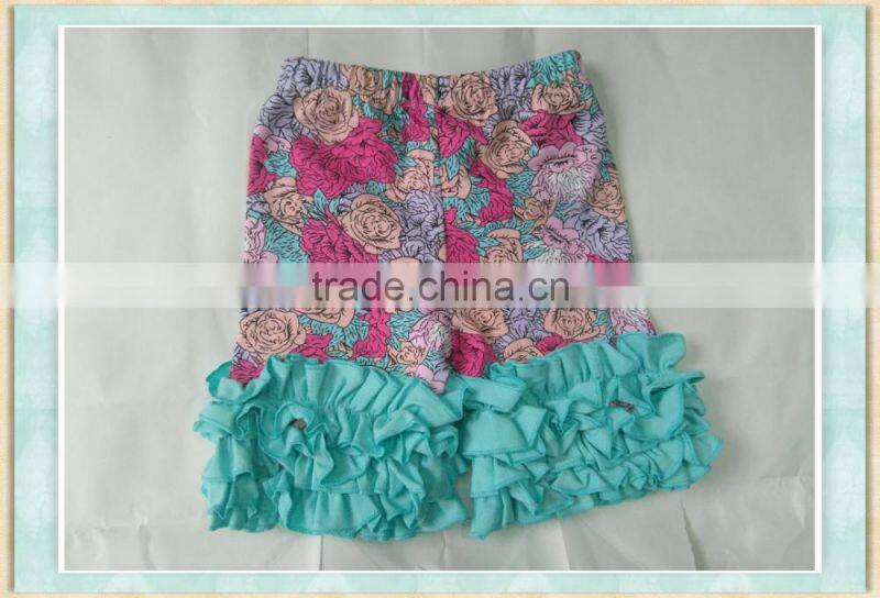 children ruffle icing shorts girls ruffle floral print summer wear kids boutique hot pant