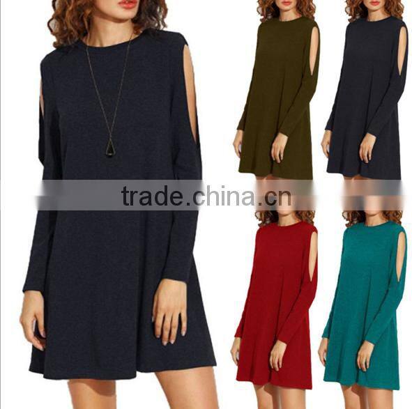 Hot style broken shoulder long-sleeved loose skirt