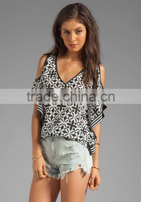 Chiffon Cold Shoulder Top