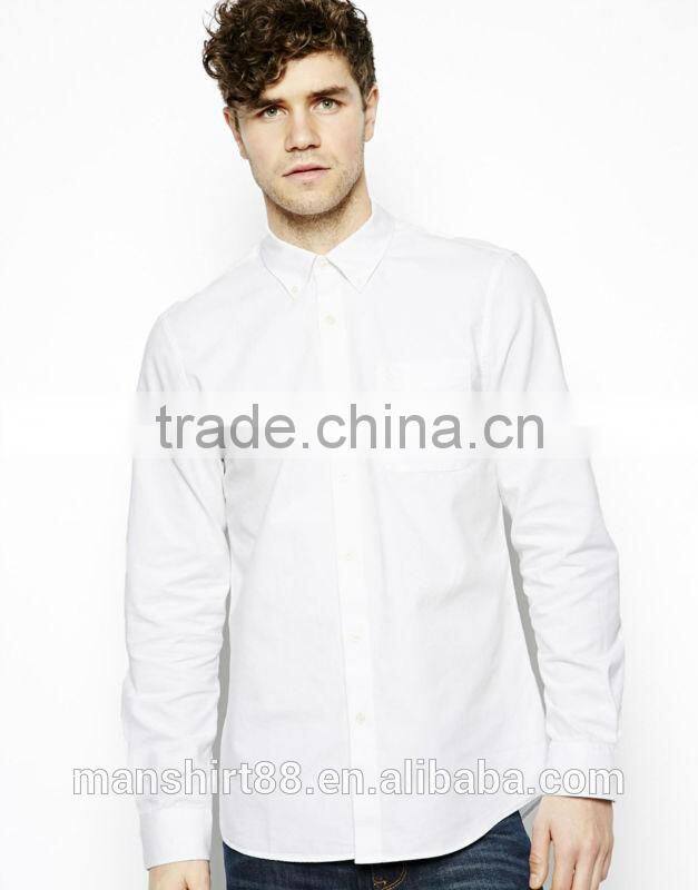 2016 wholesale 100% cotton button down collar long sleeve men's white oxford shirt