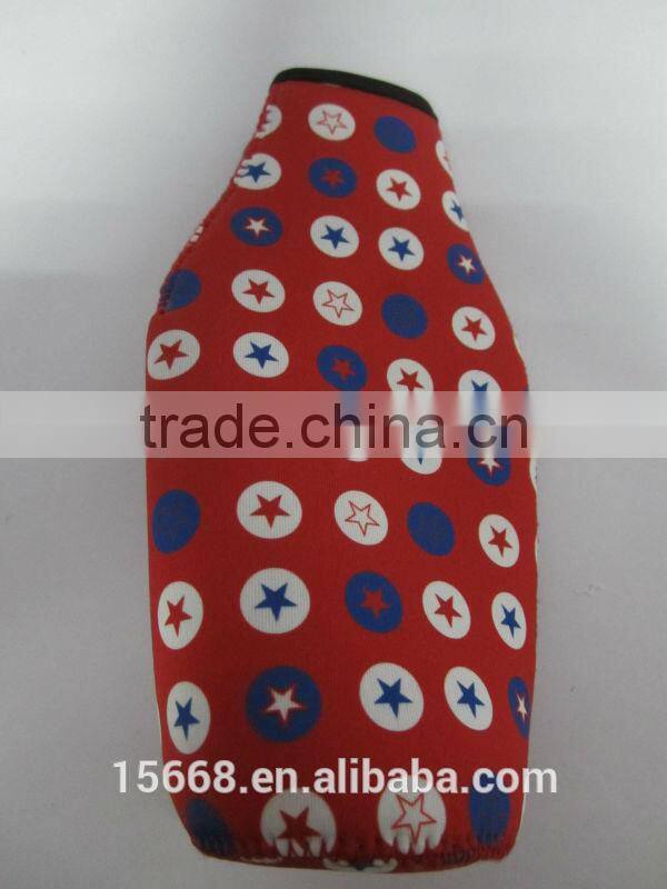 GR-B0169 high quality neoprene beer bottle cooler with zipper