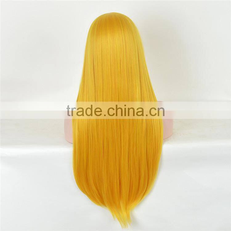 Cheap God Yellow Long Straight Cosplay Synthetic Wig