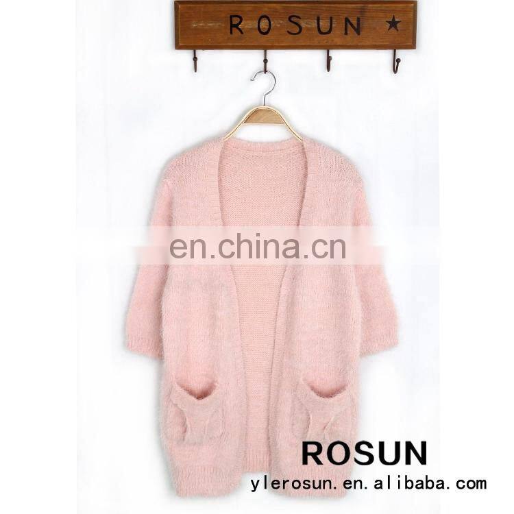 High fashion womens clothing pure color cardigan hand knitted sweater