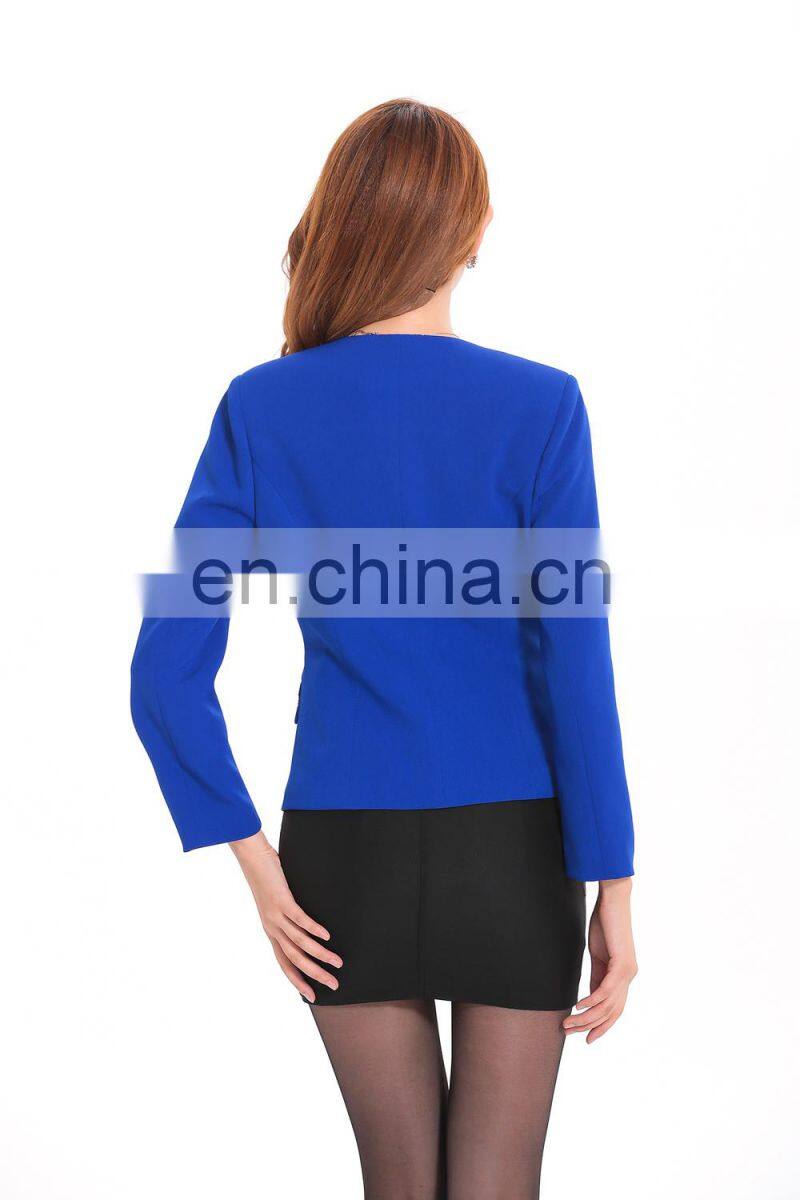 manufacture sale office wear lady suits with zipper pockets