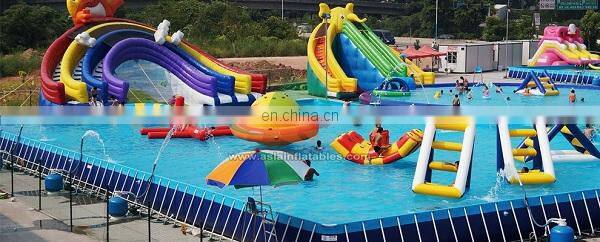 Commercial grade giant slide / inflatable water park pool with slide / outdoor inflatable park