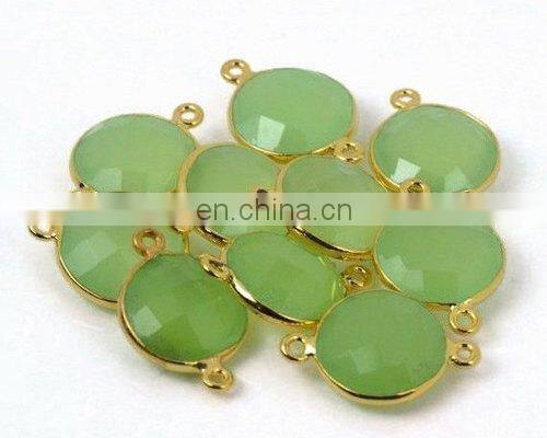 Sterling Silver Bezel Connector, Dyed Ruby Bezel With Gold Plated of SAC4041BC