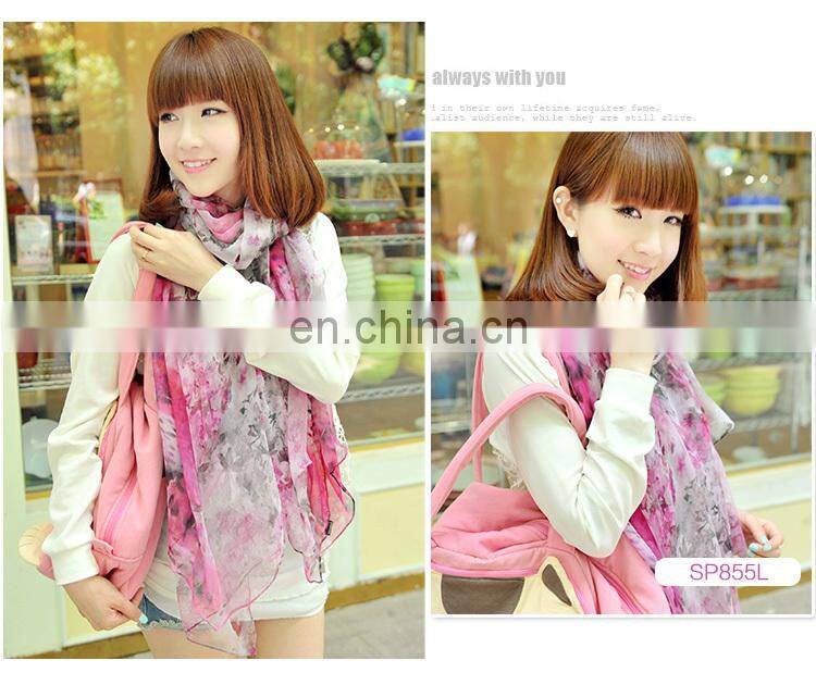 Environmental printing scarves women's flowers shawl Deep purple