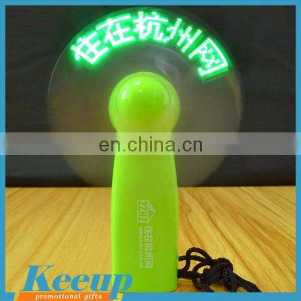 Promotional gift Mini fan with flashing programmable message
