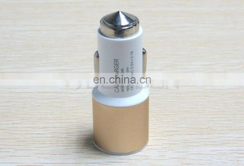 Universal Dual USB 2 Port Car Charger and Safety Hammer Charger 5V 2A