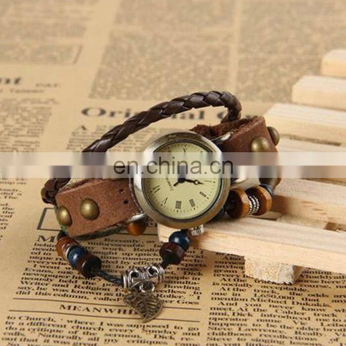 High quality fashion genuine charm butterfly for women leather retro watch