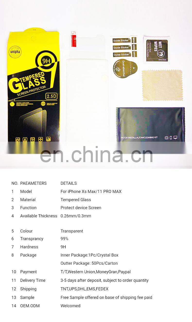 Promotion Product Tempered Glass Screen Protector for iPhone 6/7/8/10/11 Full Covered 2.5D cell phone glass screen protector