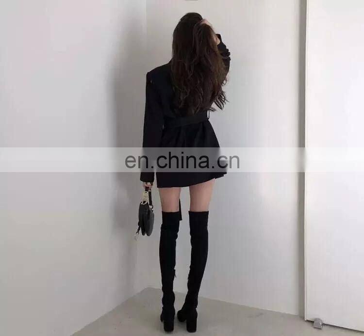 Wholesale custom retro office worker casual suit office clothing beige lady blouse lady blazer and jacket
