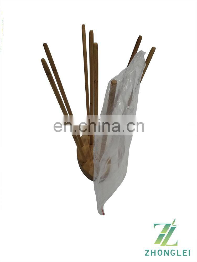 Bamboo wood storage plastic bag drying rack bamboo drying rack