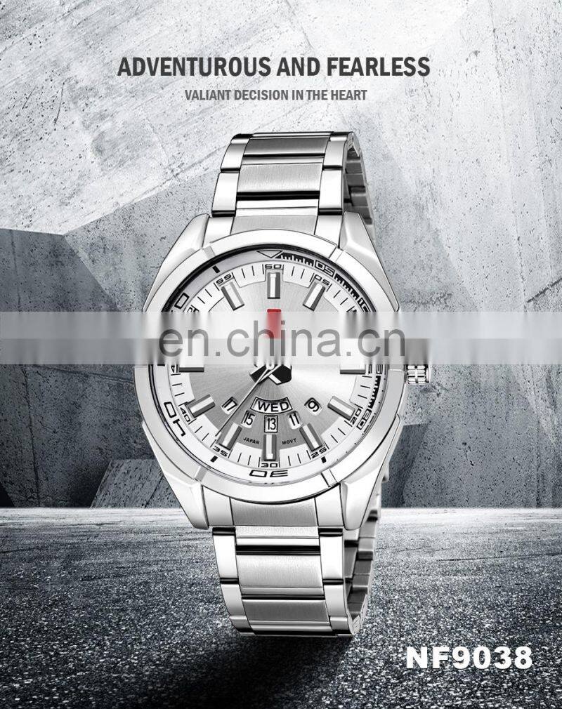 Naviforce 9038 Men Quartz Watches Luxury Sport Waterproof Watches Men's Stainless Steel Wristwatches