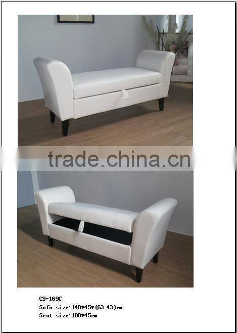 Marsha Modern Scroll Arm Faux Leather Storage Bench Bed Stool