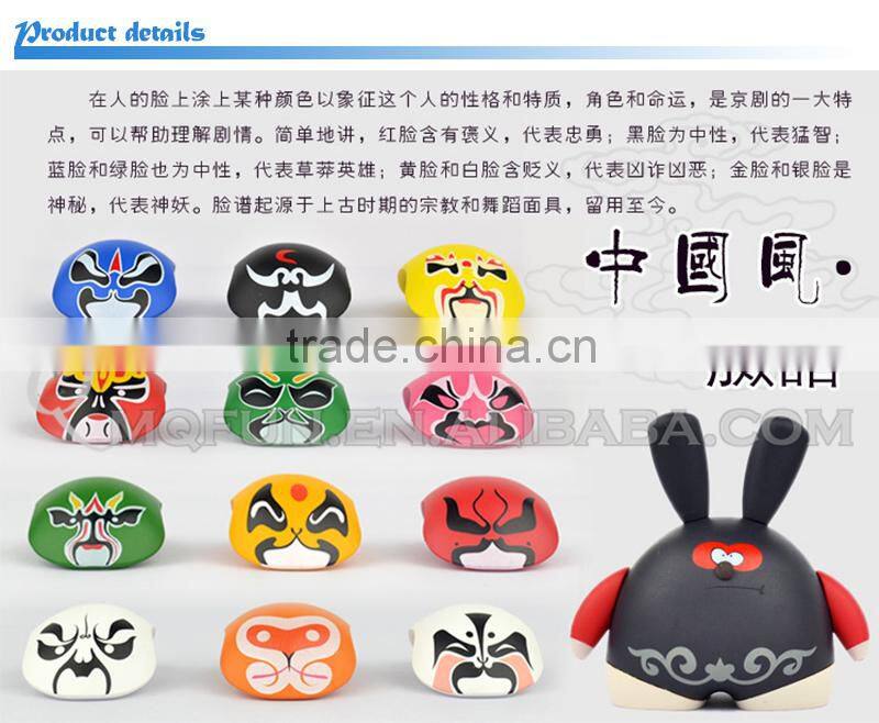 Mini Qute Mask Bear 6.5cm Kawaii Chinese opera facial makeup LI LIE plastic reloading action figure Cartoon toy car Decoration