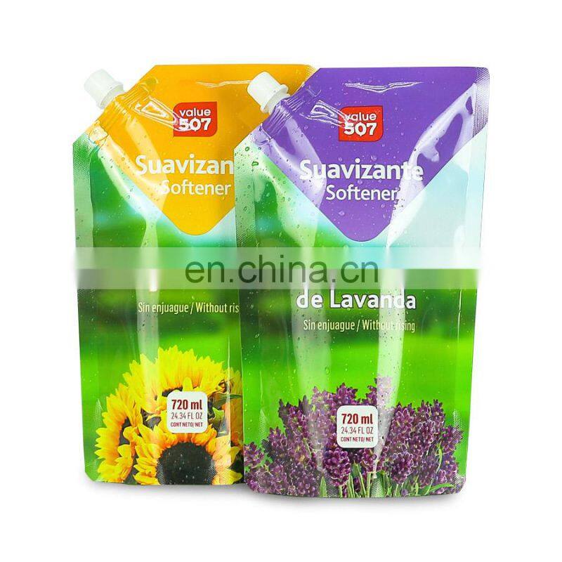 Customized printing Plastic Leakproof liquid bag Aluminum foil bag Laundry detergent spout pouch stand up bag with cap