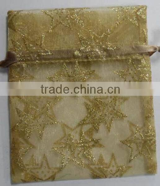 Xmas/party/festive/jewelry/ gifts/candy packaging bags with glitter snowflake printed fabric present pouch